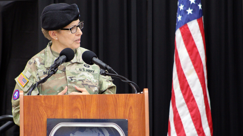 Brig. Gen. Christine A. Beeler delivers her remarks